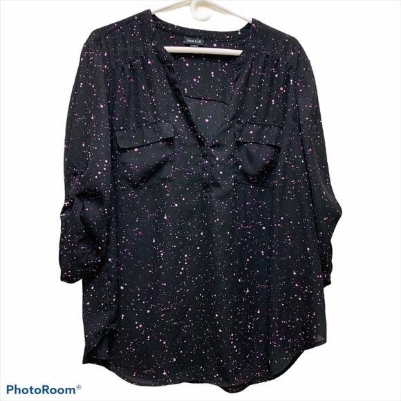 Torrid Black Galaxy Georgette Pullover Blouse - Picture 2 of 11